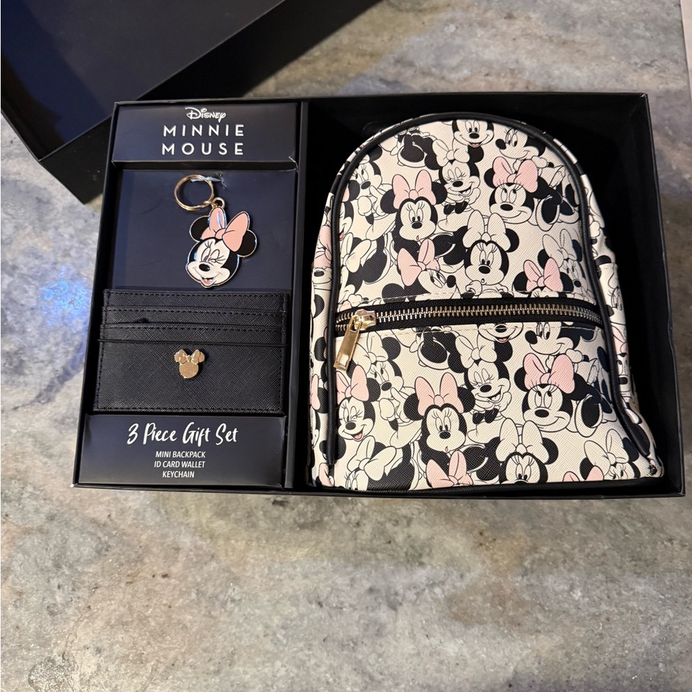 Disney Minnie Mouse Backpack Set - Black and Pink